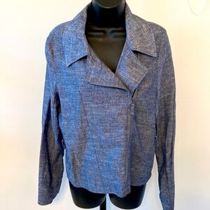 Max Studio NWT Bomber Blazer Jacket Denim Look Zipper Front Size Medium